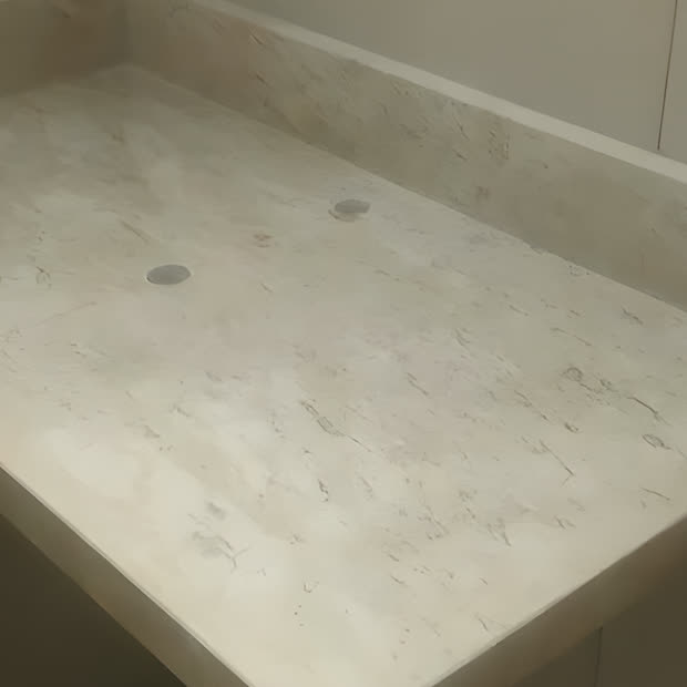 Bancada de banheiro em mármore claro
